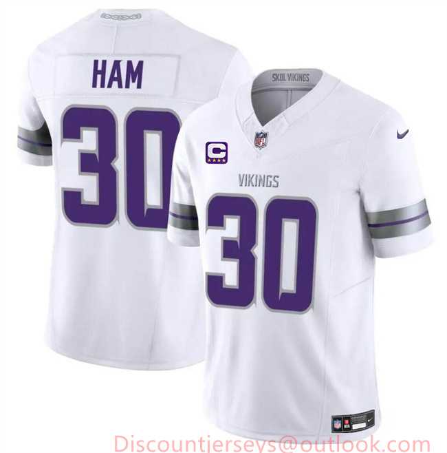 Men & Women & Youth Minnesota Vikings #30 C.J. Ham White 2024 F.U.S.E. With 4-Star C Patch Winter Warrior Limited Stitched Jersey